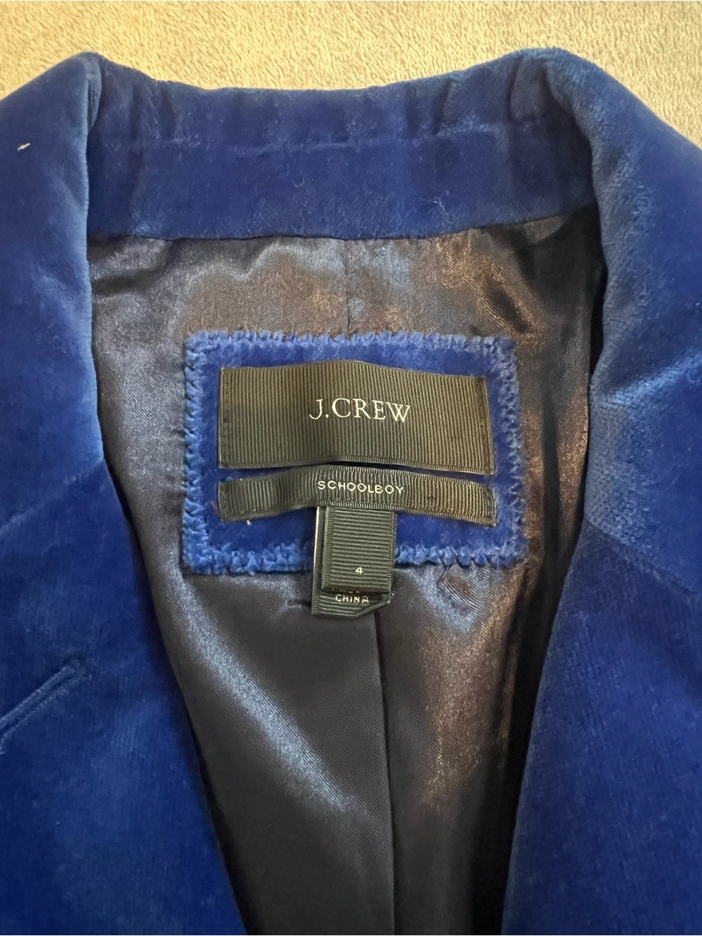 J.Crew Royal Blue Velvet Blazer - Picture 2 of 5